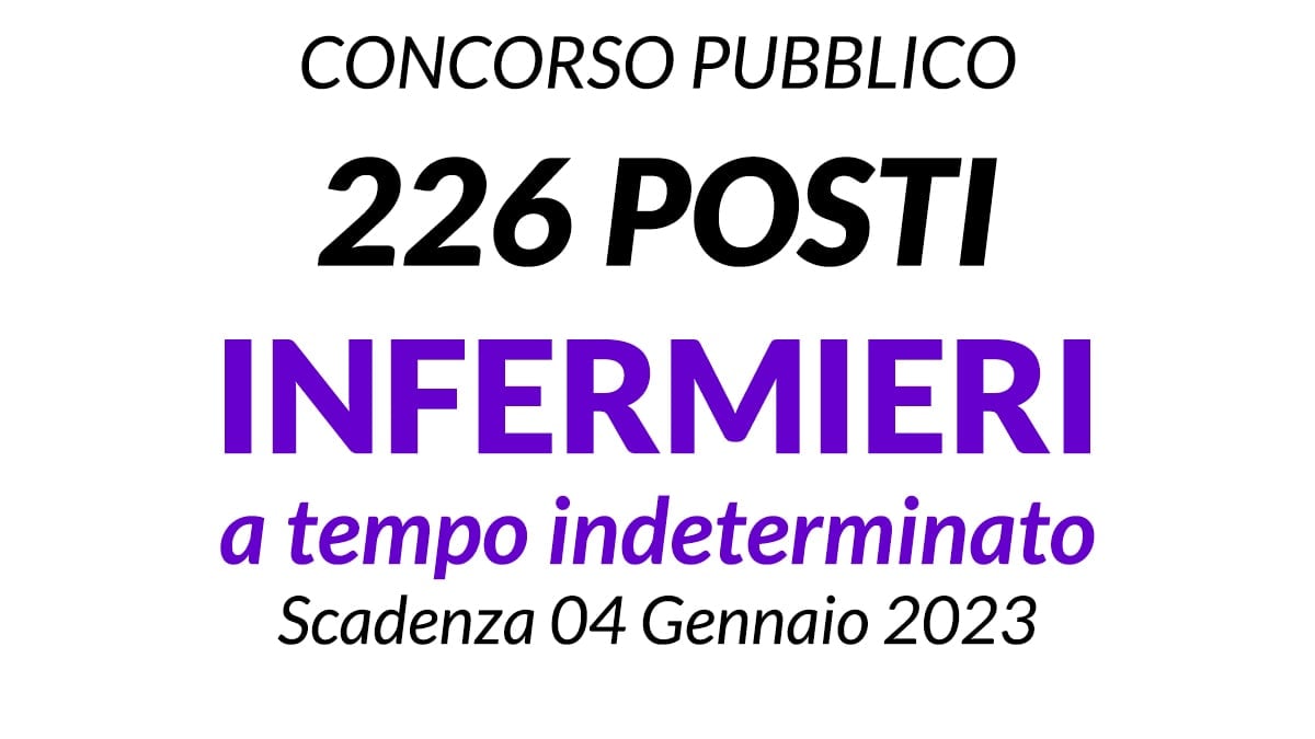 226 posti INFERMIERI a tempo indeterminato concorso AZIENDA SANITARIA ZERO DI TORINO