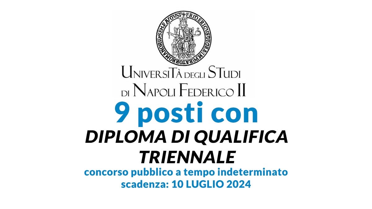 9 posti con DIPLOMA di qualifica triennale concorso pubblico Università FEDERICO II indeterminato