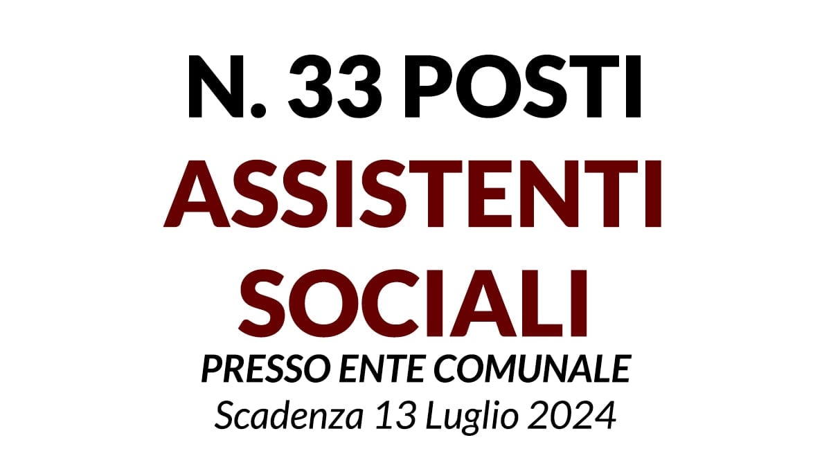33 Assistenti Sociali a tempo indeterminato concorso pubblico Comune di Palermo