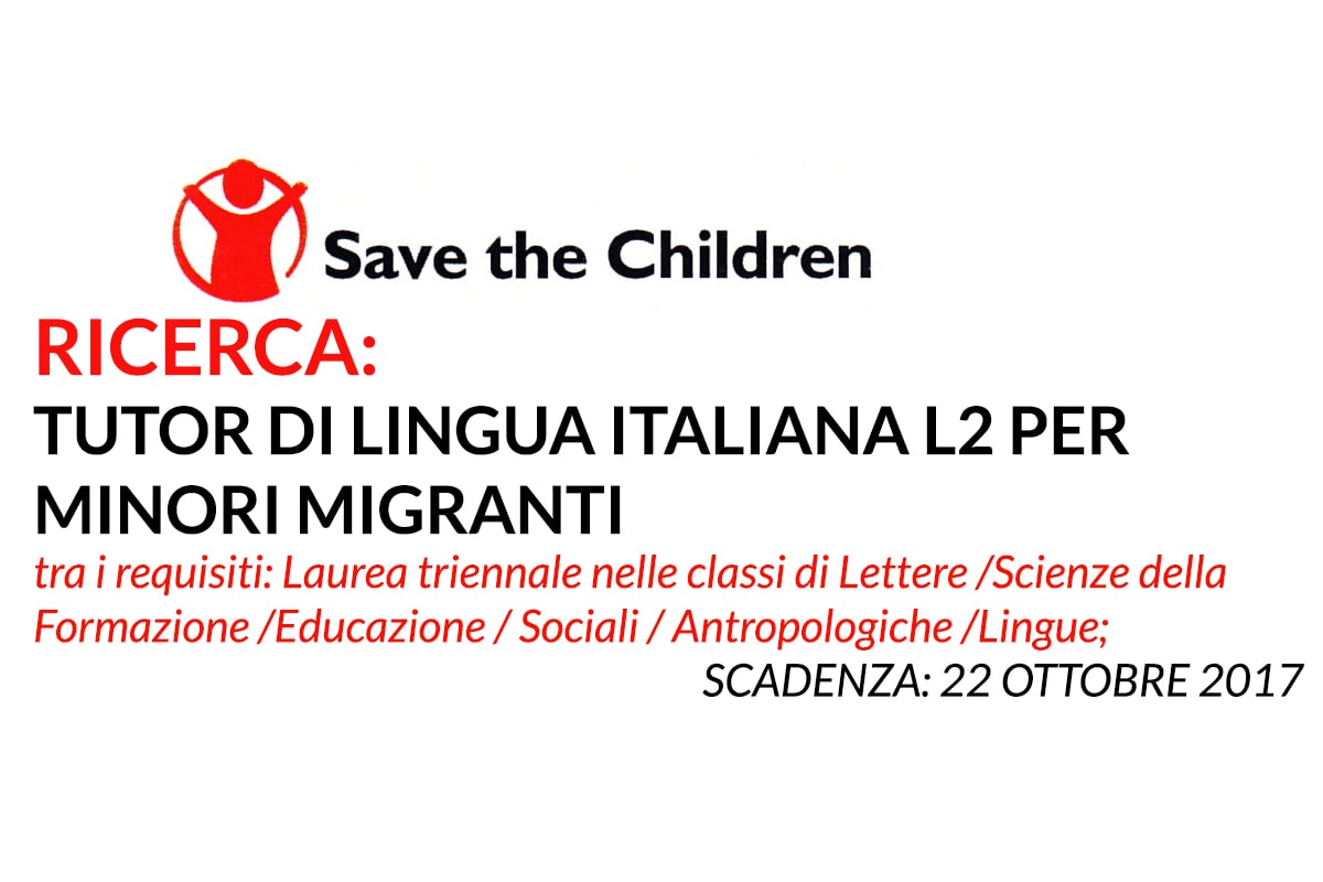 SAVE the CHILDREN ricerca INSEGNANTI ITALIANO L2