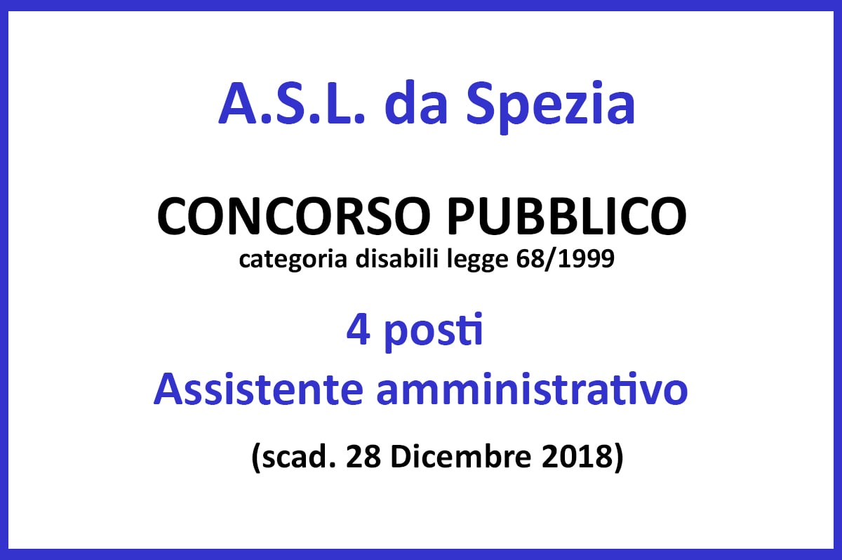 Asl La Spezia, concorso per categorie protette