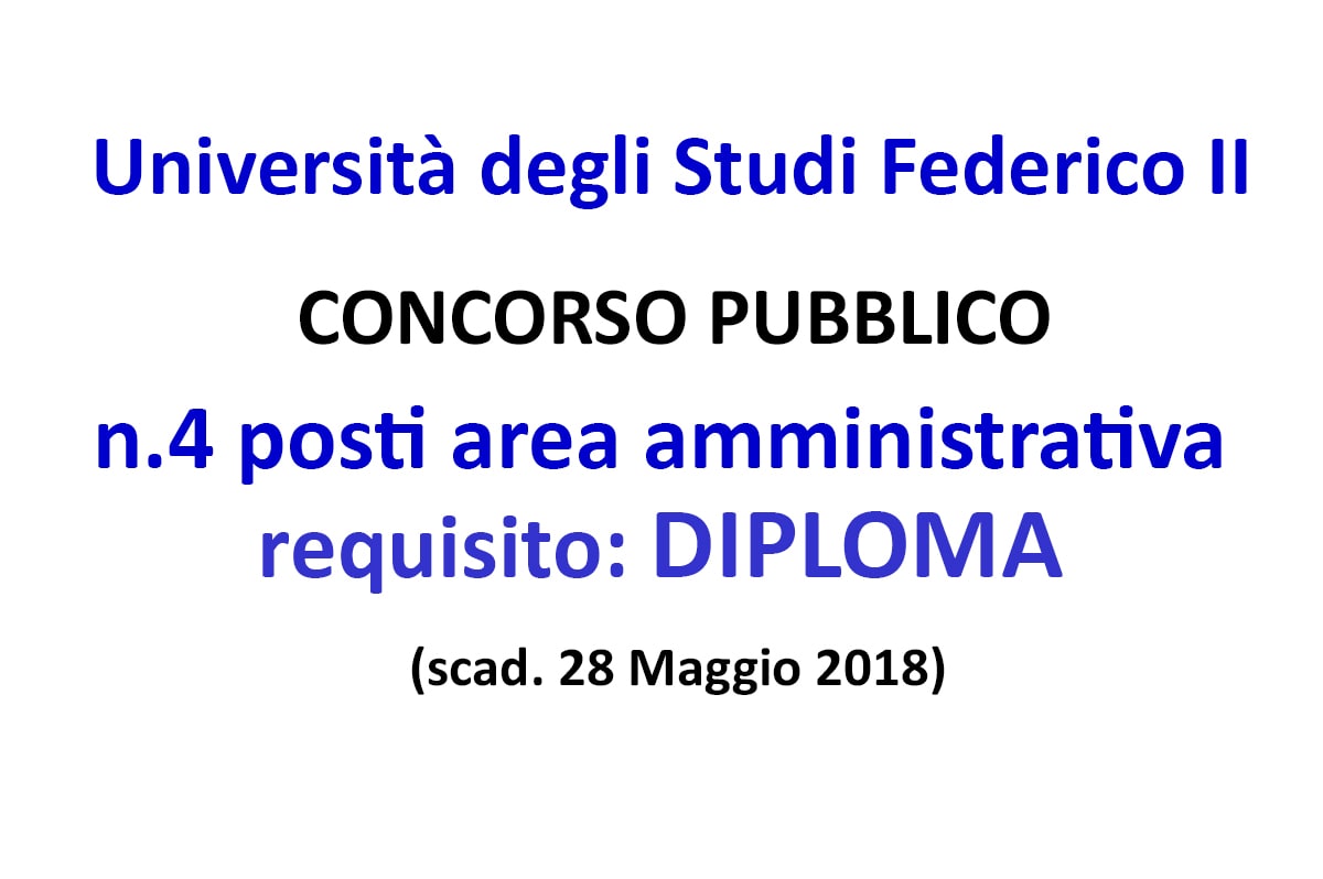 Università Federico II, concorso 4 posti per Diplomati area amministrativa
