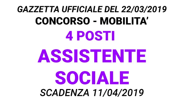 Concorso mobilità  4 posti Assistente Sociale ASP Messina