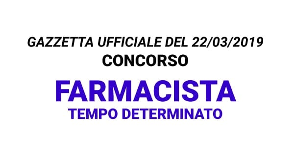 Concorso per Farmacista ARESS Puglia - RIAPERTURA TERMINI MAGGIO 2019