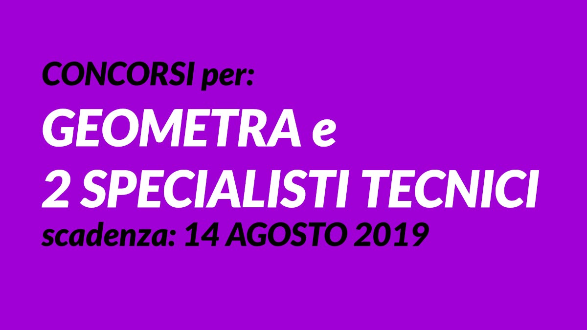 GEOMETRA e 2 SPECIALISTI TECNICI concorso 2019 Piemonte