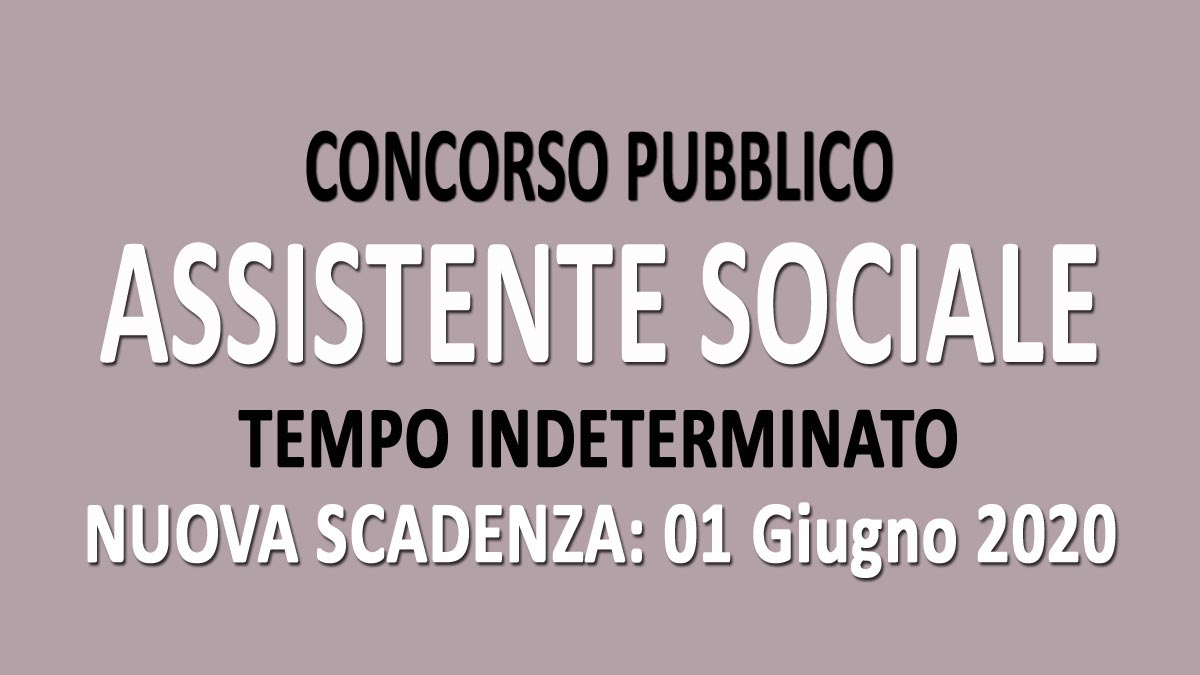ASSISTENTE SOCIALE concorso pubblico GU n.32 del 21-04-2020