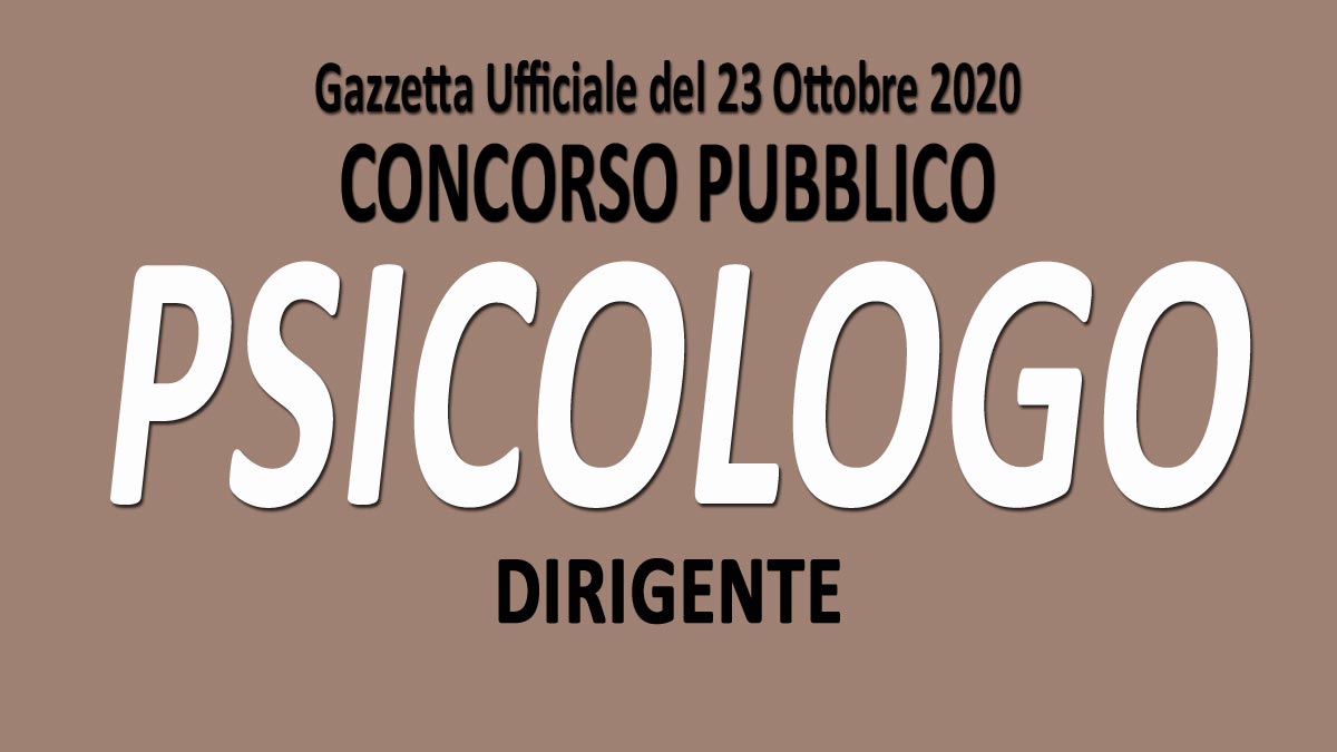 PSICOLOGO DIRIGENTE concorso pubblico TREVIGLIO GU n.83 del 23-10-2020